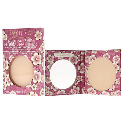 Pacifica Beauty, Neutralizing Mattifier Soft Focus Translucent Setting Powder, Cherry + Coconut, Sets Face Makeup, Natural Minerals, Oil Control, Talc + Mineral Oil Free, Vegan & Cruelty Free