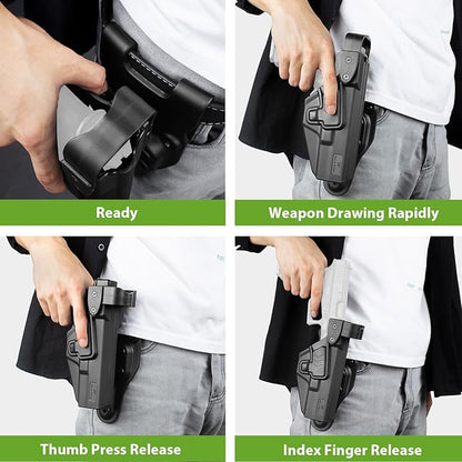 Level II/Level III Retention Duty Holster, Compatible with Glock 17/19/31/32(Gen 1-5), G22/ 23(Gen 1-4), G19X 44 45. Duty Belt Accessories Holster. Law Enforcement Duty Holster. Level Options.