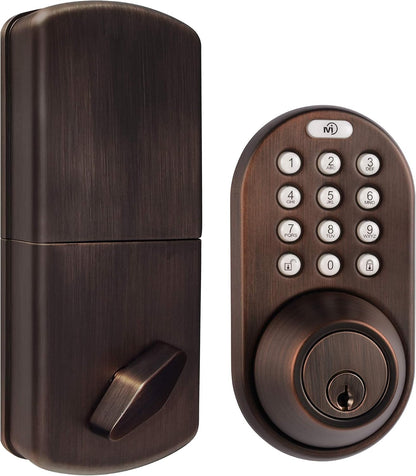 MiLocks TF-02OB Digital Deadbolt Door Lock with Electronic Keypad for Exterior Doors, Oil Rubbed Bronze