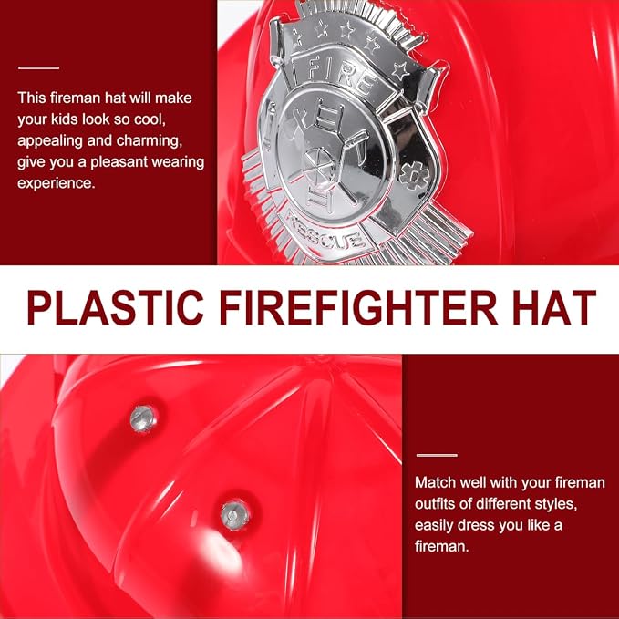 Fireman Helmet Plastic Hard Hat Fire Chief Helmet Firefighter Roleplay Costume Fireman Accessory for Cosplay Party Dress Up