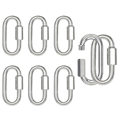 8 PCS 3 Inches Chain Quick Links, M8 Galvanized Steel Thread Heavy Duty Carabiner Clips, 5/16" Locking Carabiners Connectors for Hammock, Camping, Pet Leash, Key Chain, Gym, 2000 Lbs Capacity