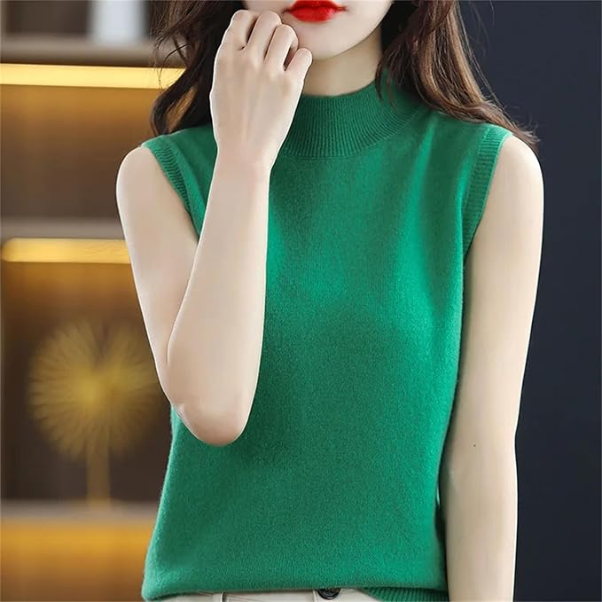 Women Knitted Cashmere vest Women Basic Solid Tank Tops Casual O-neck Slim Sweater Vest