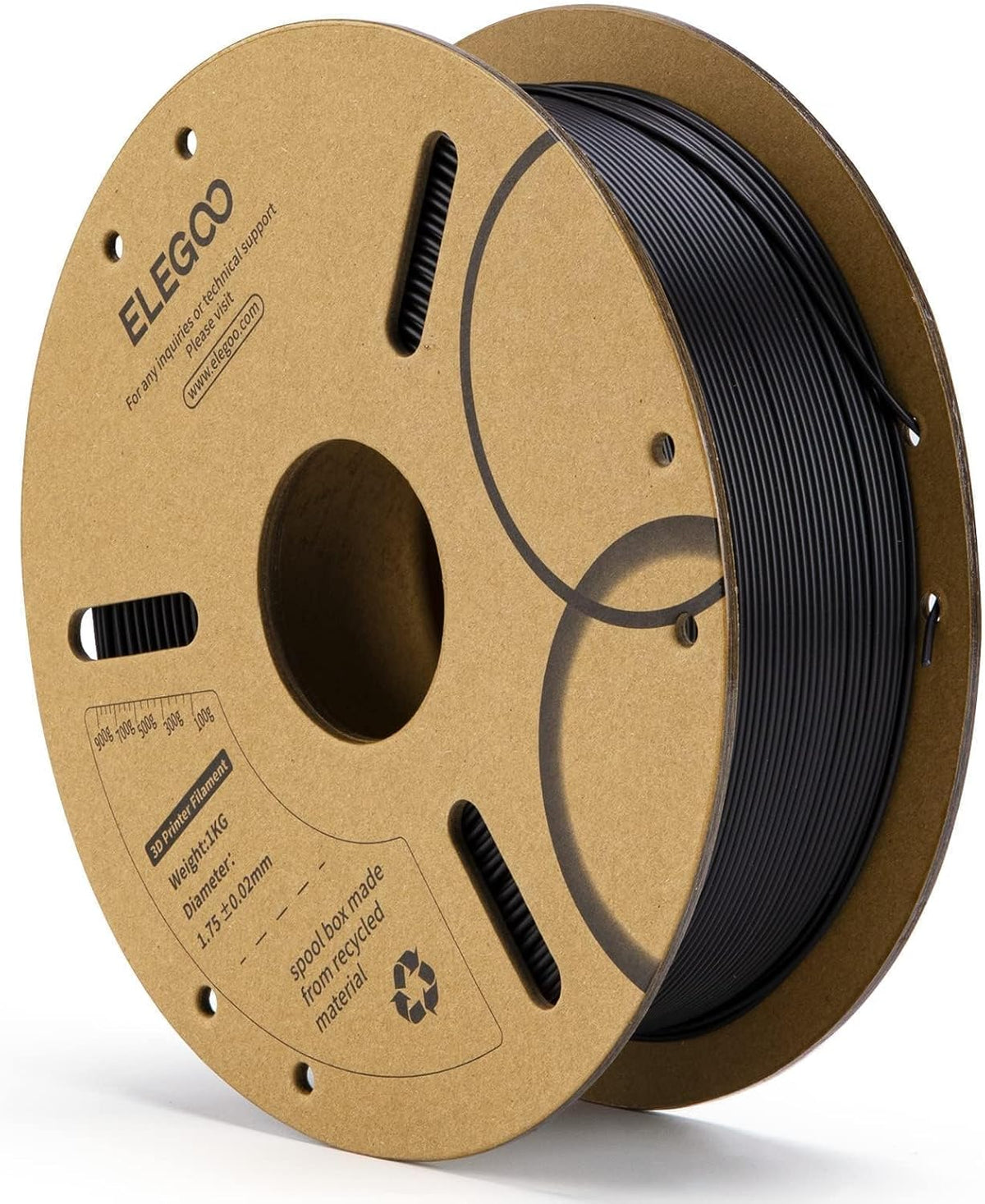 ELEGOO PLA 3D Printer Filament, 1.75 mm, 1 kg, Black