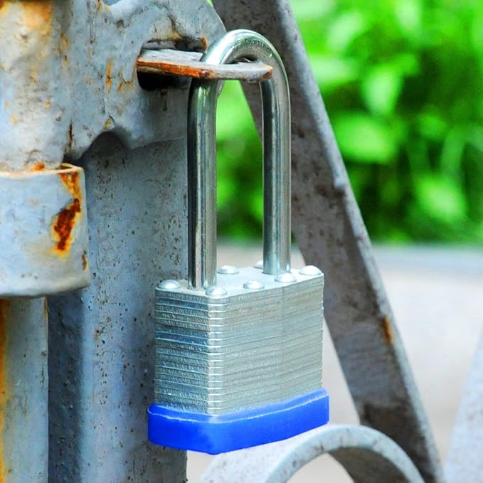 SEPOX Twins Keyed-Alike Padlock, Reinforced Laminated Steel Body 1-916" 40MM, Robust Hardened-Steel Long-Shackle, Pack of 2-Pcs Lock, 4-Pcs Same Keys, Ideal for Locker-Lock  Tool-Box