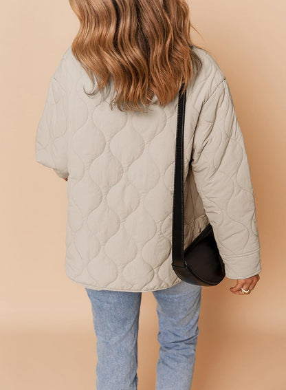 Womens Quilted Lightweight Jackets Button Down Puffer Jacket Coats Padded Outwear with Pockets