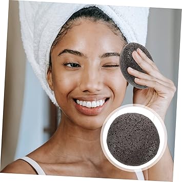 Face Sponge Pad Women's Facial Cleaning Sponge Makeup Remover Exfoliating Black Reusable Large Size