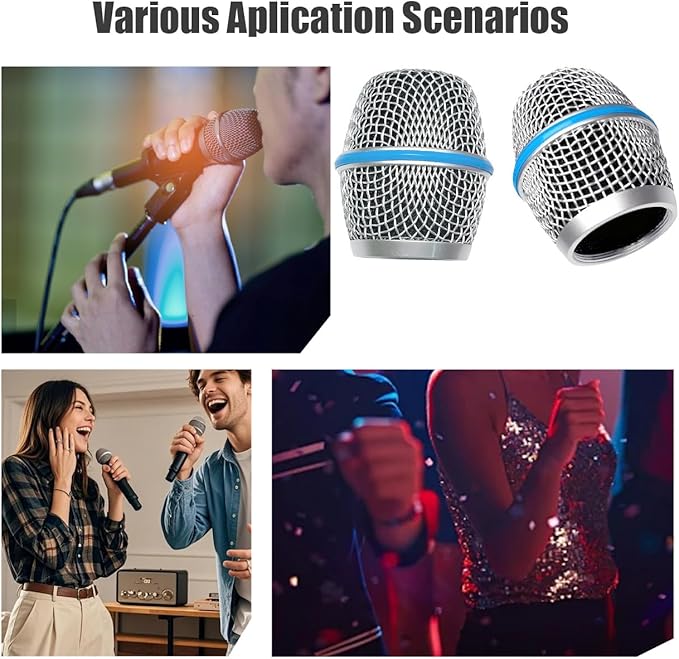 Microphone Head Replace, Steel Mesh Mic Grille Heads, Grille Mic Ball Replacement with Inner Foam, Fits for Shure Beta Silver 87A (1pc)