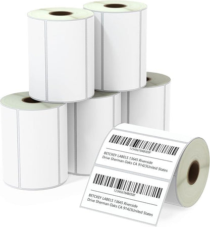 BETCKEY - 4" x 2" (102 mm x 51 mm) Barcode Shipping  Multipurpose Labels Compatible with Zebra  Rollo Label Printer,Premium Adhesive  Perforated 6 Rolls, 4500 Labels