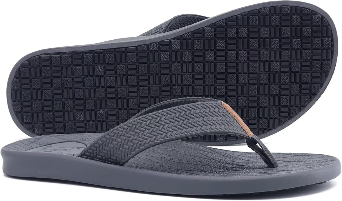 KuaiLu Mens Flip Flops Arch Support Comfortable Summer Beach Thong Sandals Yoga Foam Cushion Slip on Slippers