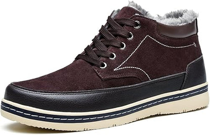 Men's Winter Cold Weather Shoes Outdoor Warm Fur Lining Suede Leather Lightweight Walking Boots