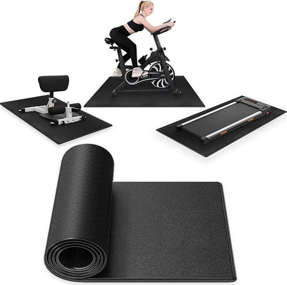 Jakarl Bike Mat Compatible with Treadmill  Elliptical Machine, 6mm Thick, Protects Hardwood Floor  Carpet, Black Trainer Mat for Exercise Equipment (30" x 60")