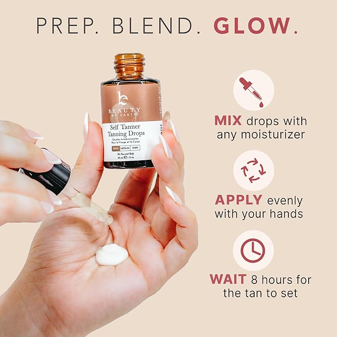 Self Tanning Drops for Face - USA Made with Organic  Natural Ingredients, Bronzing Face Tanning Drops with Aloe Vera, Non Toxic Self Tanner for Sunless Fake Tan  Natural Glow, Cruelty  Toxin Free