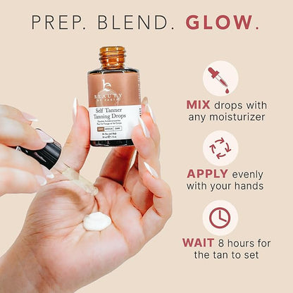 Self Tanning Drops for Face - USA Made with Organic  Natural Ingredients, Bronzing Face Tanning Drops with Aloe Vera, Non Toxic Self Tanner for Sunless Fake Tan  Natural Glow, Cruelty  Toxin Free