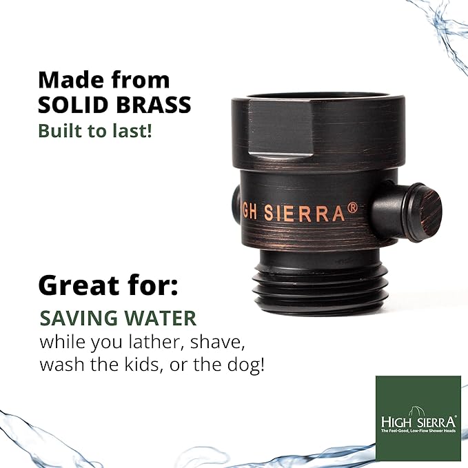 High Sierra® - Shower Head Pause & Pressure Control Valve - Solid Metal – Push-Button Valve Easily Controls the Flow of Water or Shuts It Off to Just a Trickle - Polished Chrome Finish