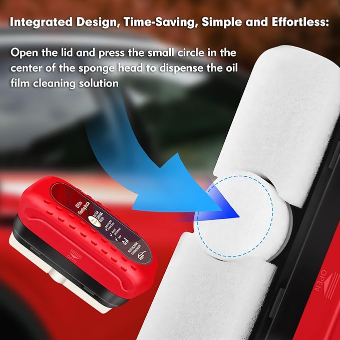 Automotive Oil Film Cleaning Brush, Car Glass Oil Film Cleaner, Anti-Rain Fog Car Glass Cleaner, Car Windshield Cleaner for Improved Clarity and Visibility (1Pack)