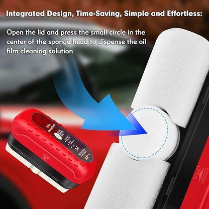 Automotive Oil Film Cleaning Brush, Car Glass Oil Film Cleaner, Anti-Rain Fog Car Glass Cleaner, Car Windshield Cleaner for Improved Clarity and Visibility (1Pack)