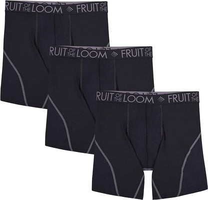 Fruit of the Loom Men's Breathable Boxer Briefs, Moisture Wicking Underwear, Assorted Color Multipacks
