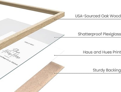 HAUS AND HUES 12"x16" Beige Oak Wood Frames -12x16 Poster Frames Frame for Wall Art, Frame for Poster, 12 x 16 Frame Wood, Art Frames 12x16, Wood Poster Sized Frame to Fit 12x16 Picture