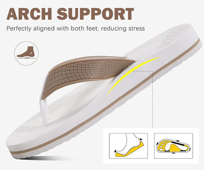 ONCAI Men's Rubber Flip Flops Trendy Summer Beach Pool Shower Sandals with Yoga Mat Non-slip Outdoor Cushion Soles