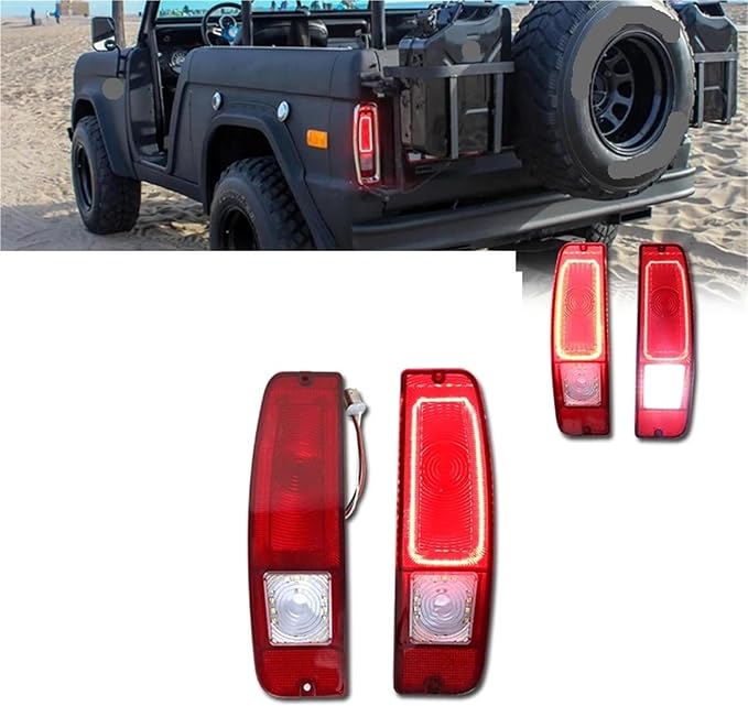 Red  White LED Car Rear Tail Brake Lights Backup Lights Compatible for Ford Styleside F100250350 Truck, Econoline E100200300(Smoked Lens)