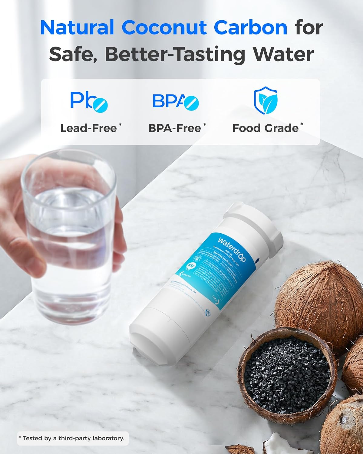 Waterdrop XWF (No-chip) Refrigerator Water Filter, Replacement for GE® WR17X30702, NSF 42/372 Certified, Compatible with GNE27, GFE26, GDE25, GSS25, PSE25 Series Refrigerators, 3-Pack (Not XWFE) ( Doesn't come with Origianl Boc )
