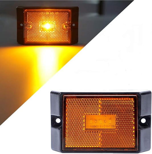 CZC AUTO LED Amber Side Marker Lights Sealed Submersible LED Clearance Reflector Lamps Waterproof Trailer Running Lights for 12V Boat Trailer Truck Marine RV (2 pack)