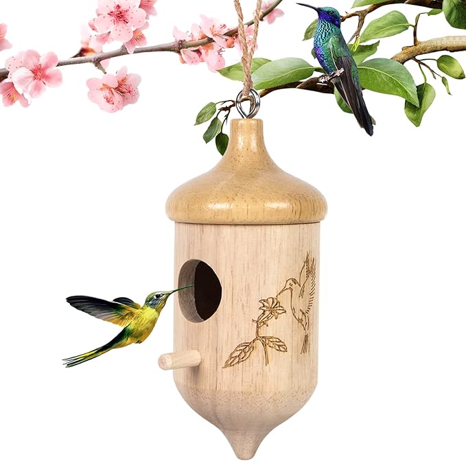 Hummingbird House,Wooden Hummingbird Houses for Outside for Nesting, Gardening Gifts Home Decoration,1 Pack