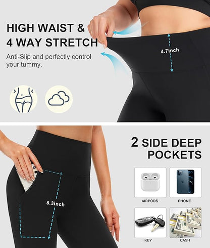 NEW YOUNG 3 Pack Leggings with Pockets for Women,High Waisted Tummy Control Workout Yoga Pants