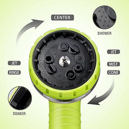 Heavy Duty 9 Function Garden Hose Nozzle with ABS Frame and TPR Grip, Powerful Watering Cleaning Pet Care Tool