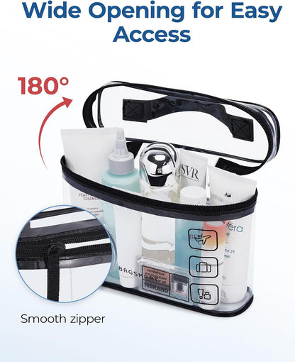 BAGSMART TSA Approved Toiletry Bag, 1 Pack Clear Makeup Cosmetic Bag Organizer, Quart Size Travel Bag for Toiletries, Carry-on Travel Accessories Essentials, Green-1pcs