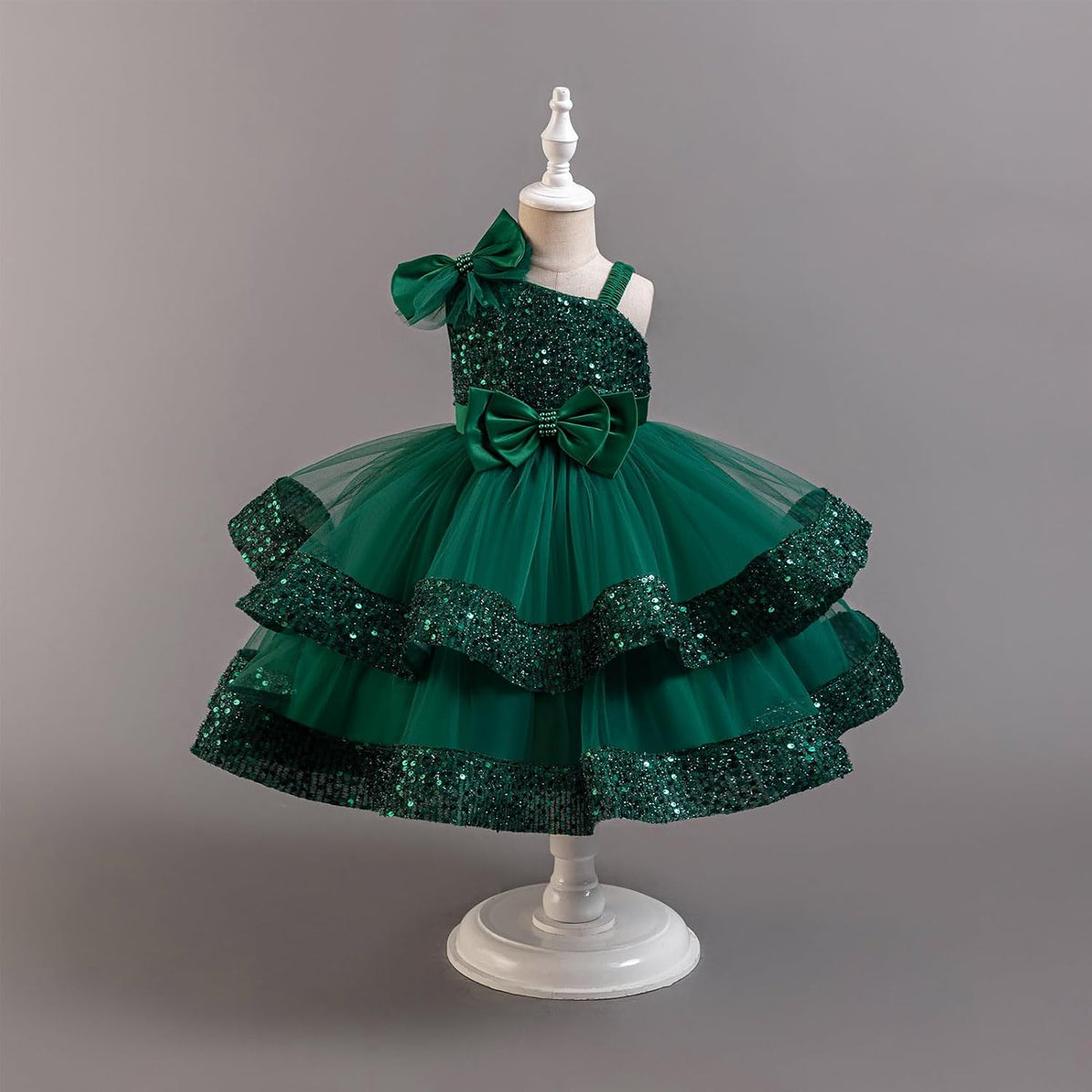 OBEEII Birthday Dress for Toddler Girl Sequins Pageant Tulle Tutu Dress Bowknot Princess Baptism Wedding Flower Girl Gown