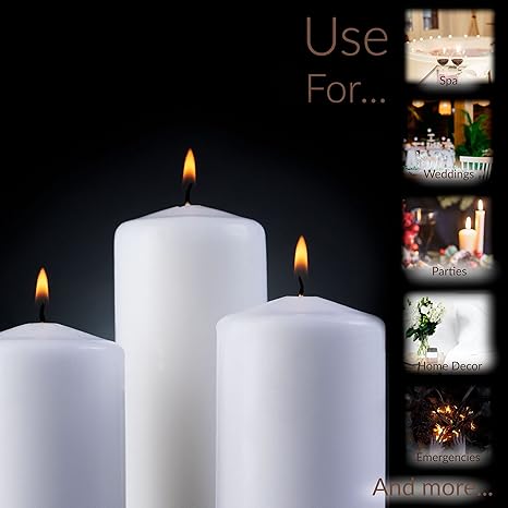 SPAAS White Pillar Candles - 9 Pack  6 Inch Large White Dripless Pillar Candles  Long Burning Unscented Pillar Candles for Home Decor, Memorial, Vigil, Parties, Wedding, Decorative Lantern