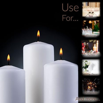 SPAAS White Pillar Candles - 9 Pack  6 Inch Large White Dripless Pillar Candles  Long Burning Unscented Pillar Candles for Home Decor, Memorial, Vigil, Parties, Wedding, Decorative Lantern