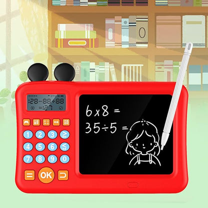 Digital Calculator with WordPad Early Education Pictures Smart Algorithm Calculator Kids Home Use Writing Tablet (Red)