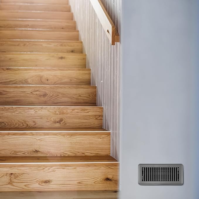 4 x 10'' Floor Vent Covers Heavy Duty Floor Register Metal Heat Vent Covers with Rust Proof Finish for Home Heater (Gray,2 Pcs)