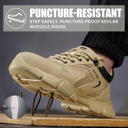Steel Toe Shoes for Men Lightweight Puncture Resistant Safety Footwear Work Shoes Men Safety Work Shoe Comfortable for Construction Warehouse Jobs