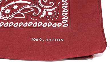 Large 100 Cotton Square Burst Paisley Bandanas (22 inch x 22 inch) - Use For Handkerchief, Headband, Wristband, Head Scarf