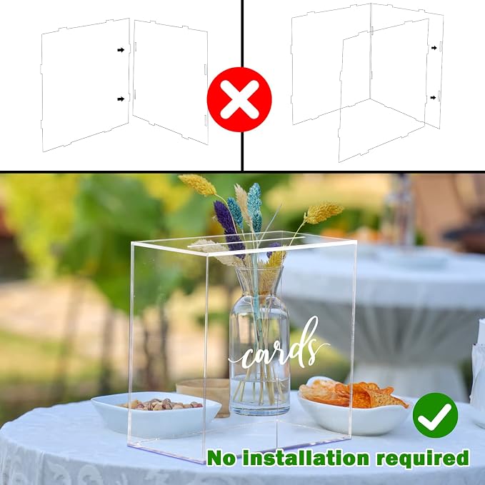 Clear Acrylic Wedding Card Box with Slot Large Blank Gift Card Boxes for Reception, Party, Wishing Well, Money Box Holder, Graduation Decorations, Baby Shower
