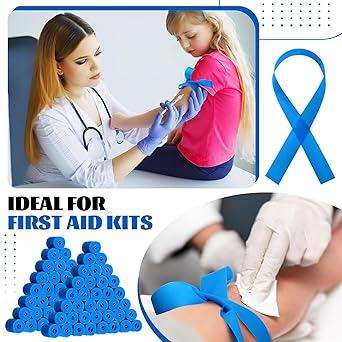 Timgle 500 Pack Disposable Tourniquet First Aid Elastic Tourniquets Bulk Latex Free Blue Medical Hemostatic Bandages Nursing Supplies Essentials for Outdoor Sport