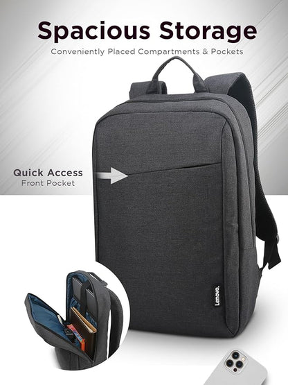 Lenovo Laptop Backpack B210, 15.6-Inch LaptopTablet, Durable, Water-Repellent, Lightweight, Clean Design, Sleek for Travel, Business Casual or College, GX40Q17225, Black