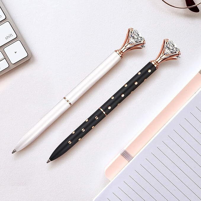 Diamond Gel Pen Korean Students Beautiful Stationery Pen Black Refills Children Student Gift Stationery Ballpoint Pens for Women for Note Taking Refillable Crystal Pen Diamond Pen with Crystal