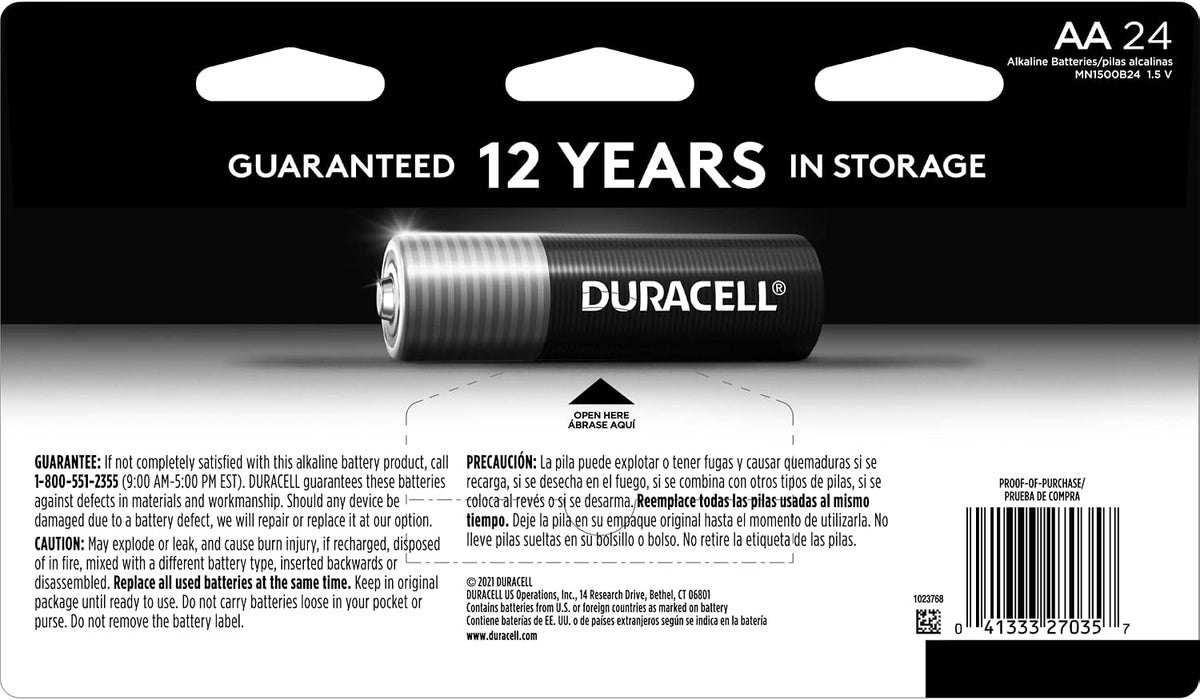 Duracell Coppertop Double AA Batteries with Power Boost Ingredients, 24 Count (Pack of 1) Long-lasting Alkaline Double AA Battery for Household and Office Devices