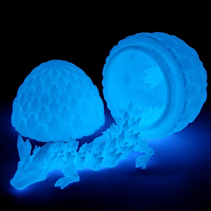 Dragon Eggs with Dragon Inside 3D Printed, Mystery Dragon Egg Articulated Crystal Fidget Toy for Kids Adults Women Men Funny Gift Desk Decor(White)