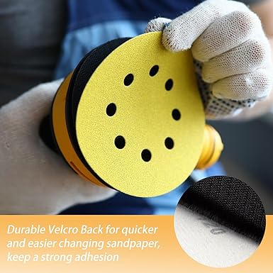 5-Inch 8-Hole Hook and Loop Sanding Discs – 100-Piece Assorted Grits (60/80/120/220/320) for Orbital Sanders and Woodworking