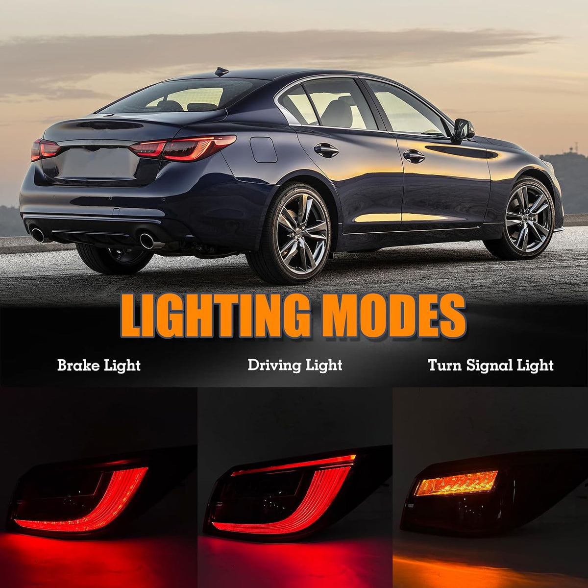 LED Right Side Outer Tail Light W/o Blind Spot Assembly Compatible With 2018-2021 Infiniti Q50 rear Tail Lamp Without Side Light Right Passenger Side 26550-6HH1B