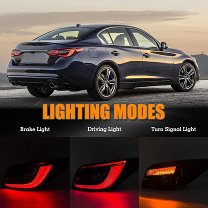 LED Right Side Outer Tail Light W/o Blind Spot Assembly Compatible With 2018-2021 Infiniti Q50 rear Tail Lamp Without Side Light Right Passenger Side 26550-6HH1B
