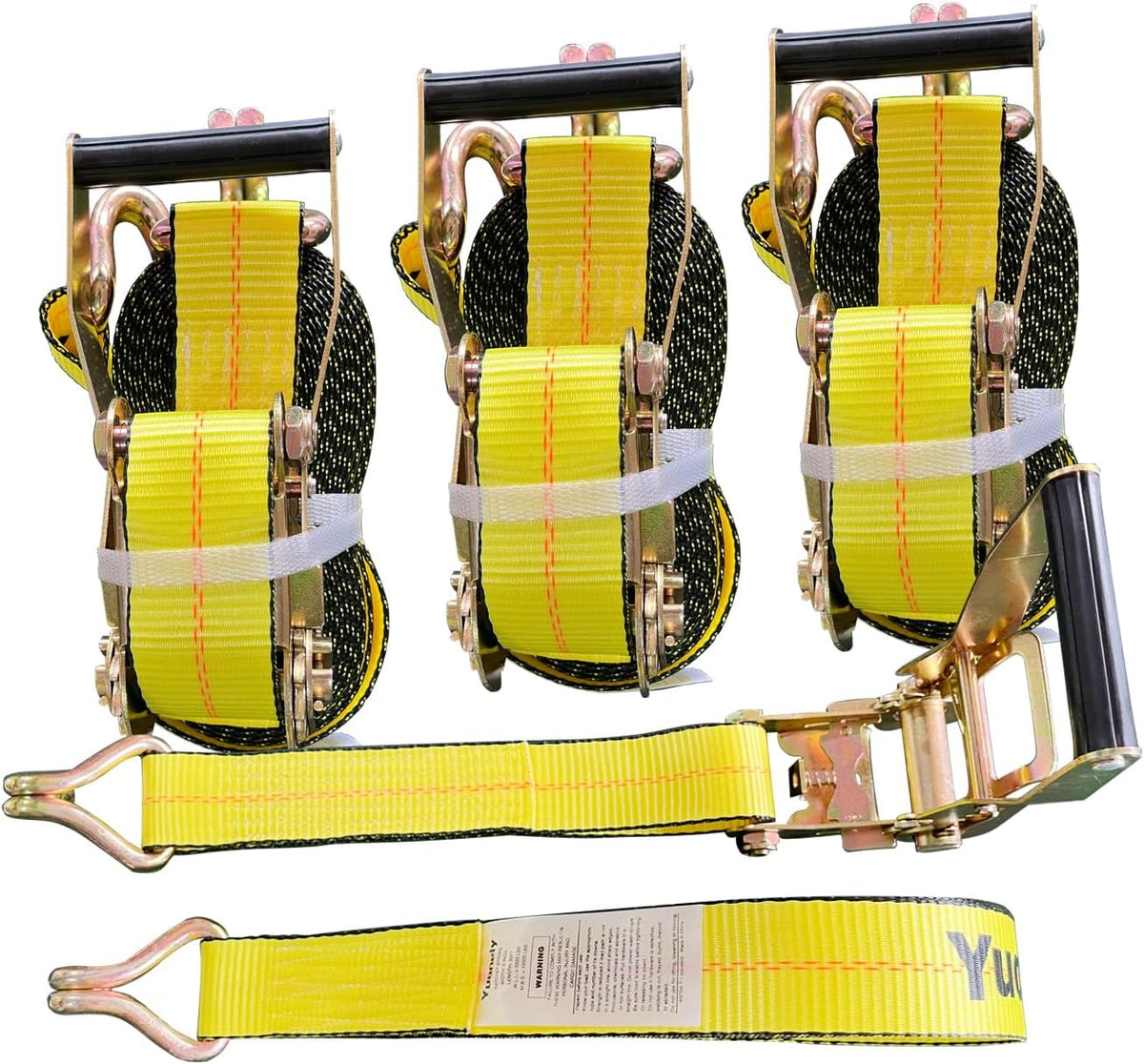 Ratchet Straps Heavy Duty (3PK) 2" x 30' x 10000 lbs J Hook Tie Down Strap Ratcheting for Truck, ATV, UTV and Trailer