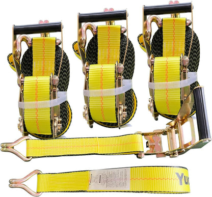 Ratchet Straps Heavy Duty (3PK) 2" x 30' x 10000 lbs J Hook Tie Down Strap Ratcheting for Truck, ATV, UTV and Trailer