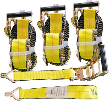 Ratchet Straps Heavy Duty (4PK) 2" x 30' x 10000 lbs J Hook Tie Down Strap Ratcheting for Truck, ATV, UTV and Trailer