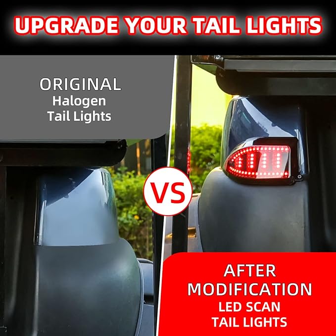 NOKINS Golf Cart LED Tail Lights for Club Car TempoPrecedent, Deluxe Brake Light,12 Volt Universal Replacement Accessories Gas  Electric Models